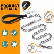 Chrome plated heavy duty dog leash, view 3 - MRSLM