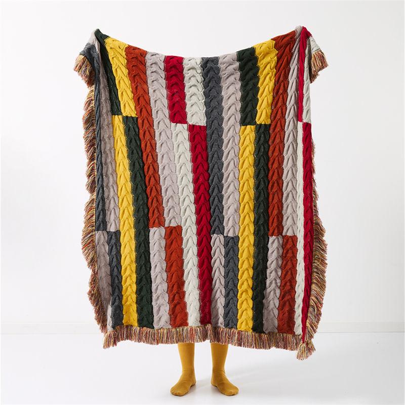 Elegant wool blend blanket with tassel edges - MRSLM