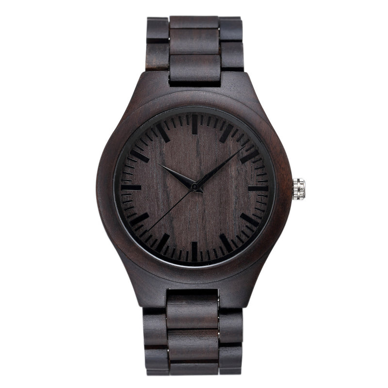 large dial wood quartz watch, view 7 - MRSLM