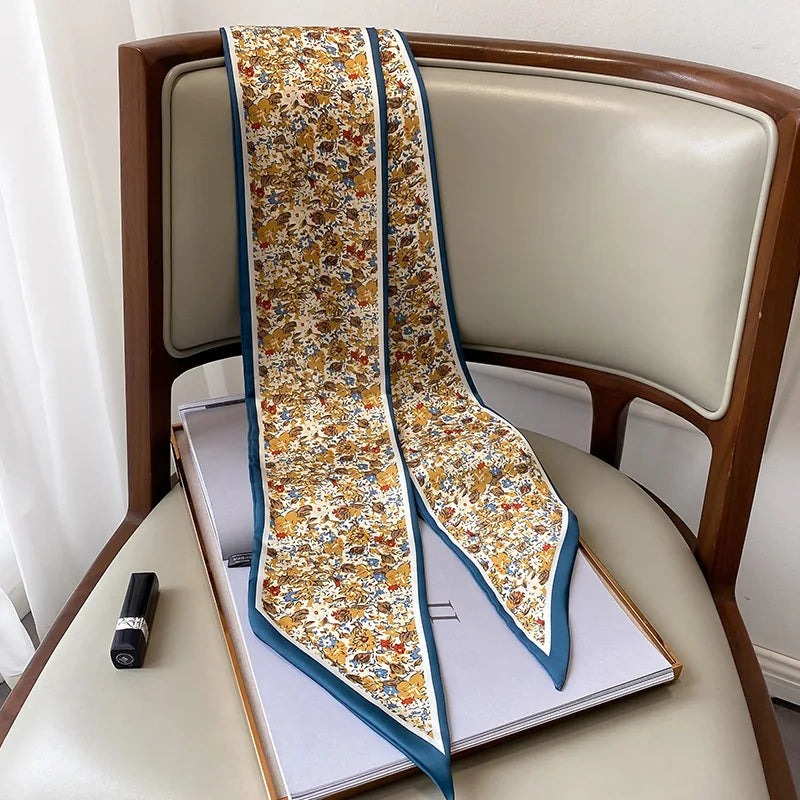 Floral print long polyester scarf, view 3 - MRSLM