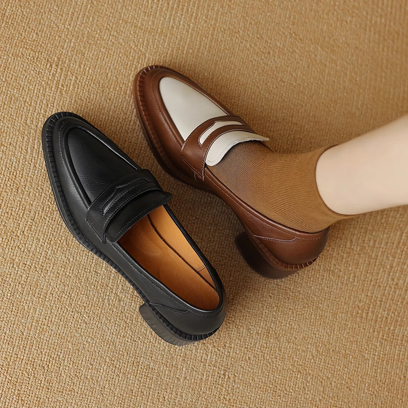 women's leather square heel pumps, view 7 - MRSLM