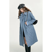 blue plaid women's coat, view 3 - MRSLM