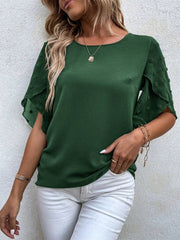 women's lace stitching petal sleeve summer top, view 6 - MRSLM