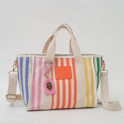 colorful striped canvas tote bag, view 6 - MRSLM