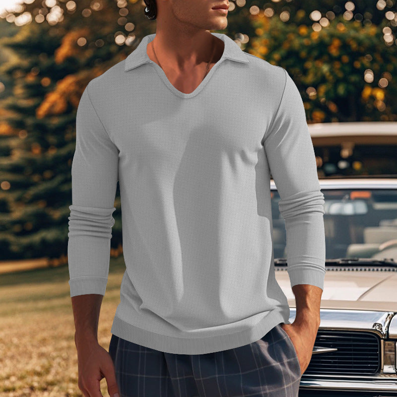 men's loose lapel long sleeve t-shirt, view 9 - MRSLM