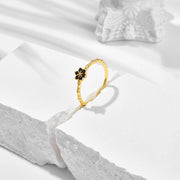 S925 silver natural black agate ring, view 4 - MRSLM