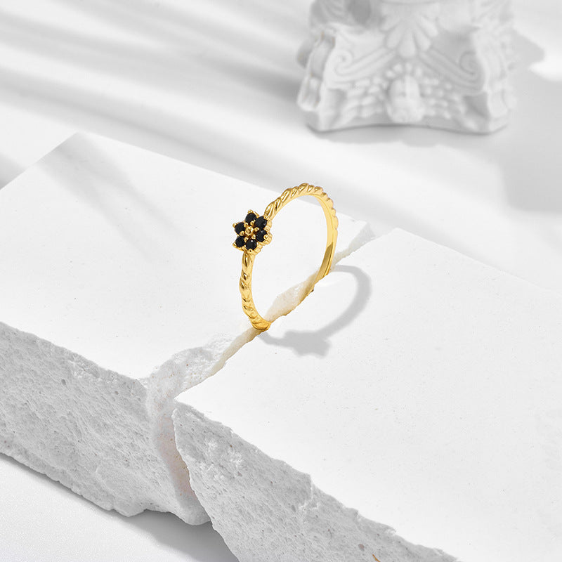 S925 silver natural black agate ring, view 4 - MRSLM