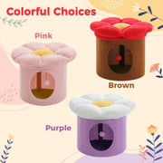 cozy flower cat house with pompom ball, view 14 - MRSLM