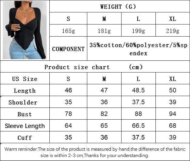 V-neck bell sleeve knit top, view 5 - MRSLM
