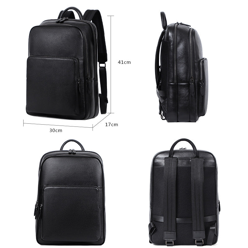 men's multi-compartment leather backpack, view 4 - MRSLM