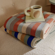 Colorful stripe plaid cotton blanket, view 7 - MRSLM