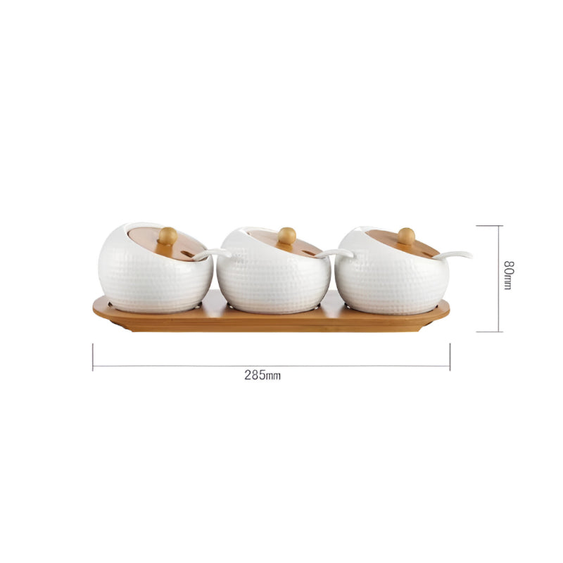 ceramic storage jar set with bamboo tray, view 7 - MRSLM
