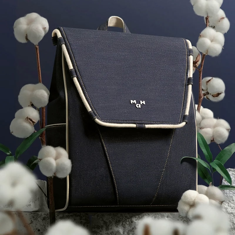 denim waterproof backpack, view 4 - MRSLM