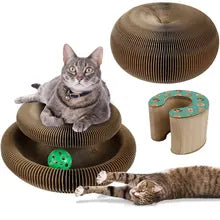 foldable cat scratcher with bell ball - MRSLM