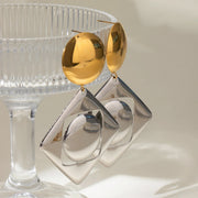 square hollow pendant earrings, view 5 - MRSLM