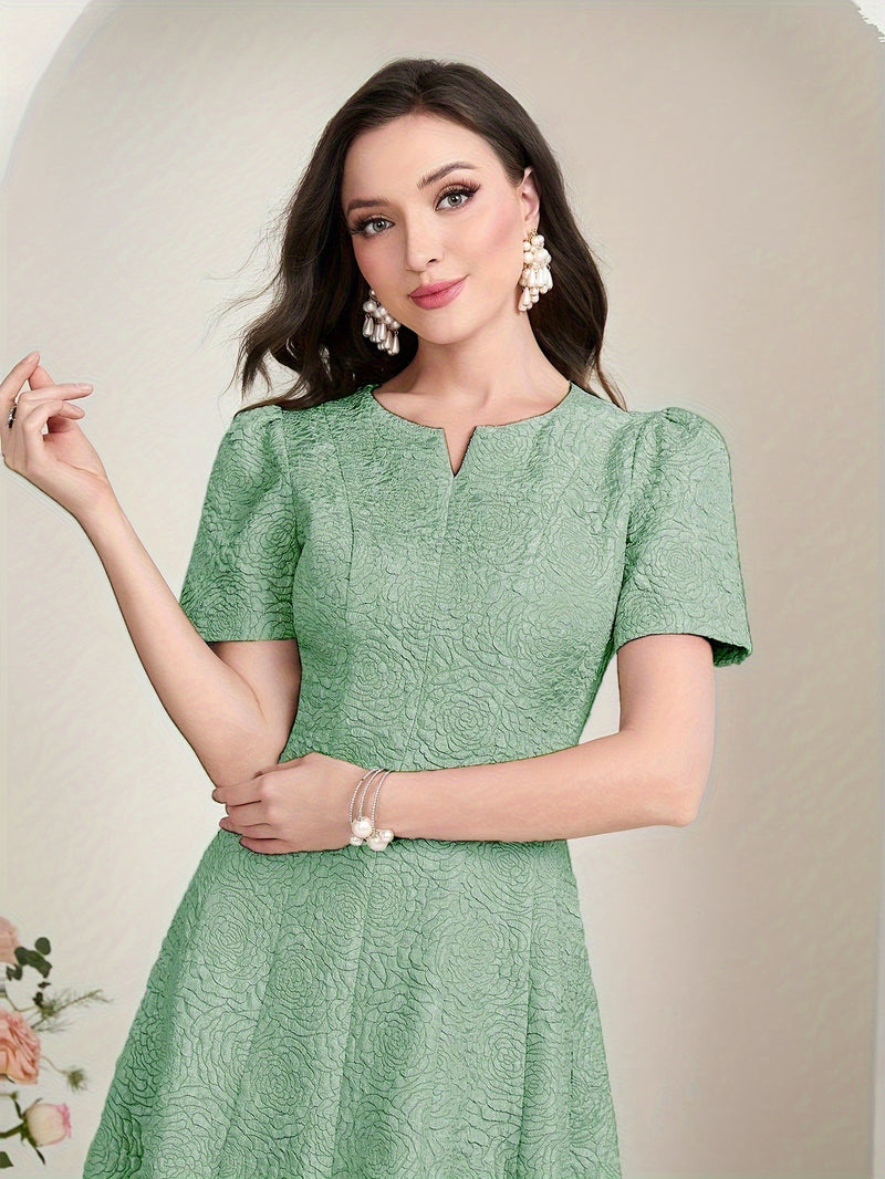 solid color short sleeve dress, view 4 - MRSLM