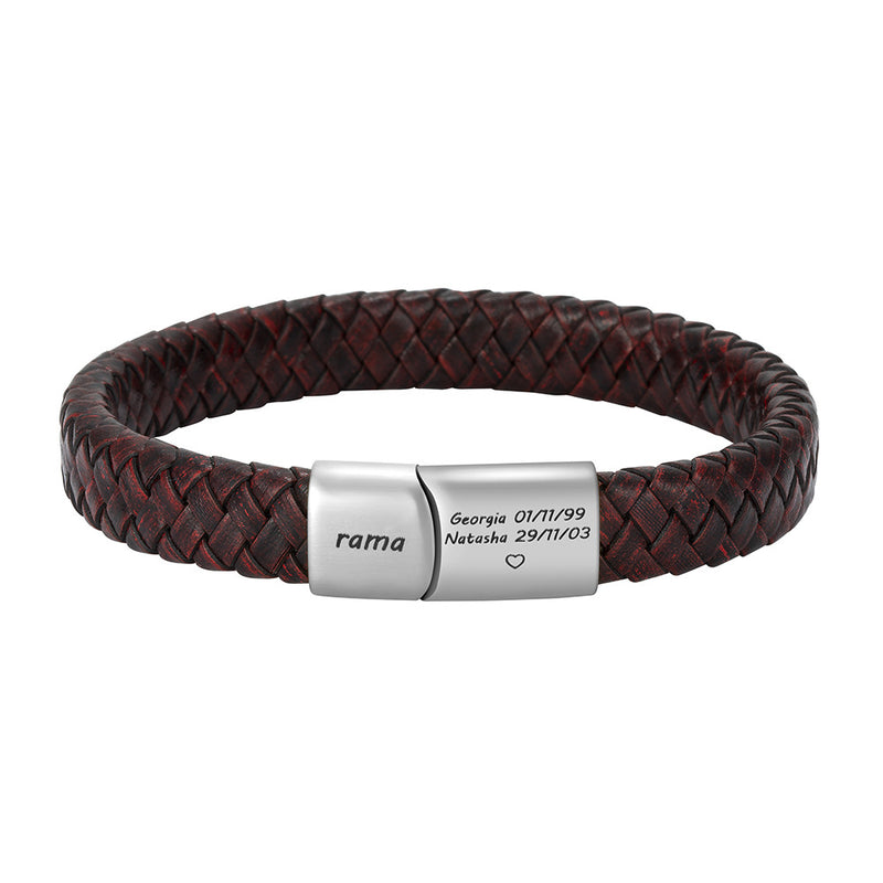 men's leather magnetic buckle bracelet, view 4 - MRSLM