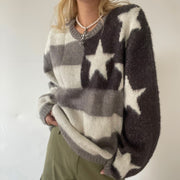 women's vintage star stripe pullover sweater - MRSLM