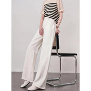 high waist wide leg white denim pants, view 3 - MRSLM