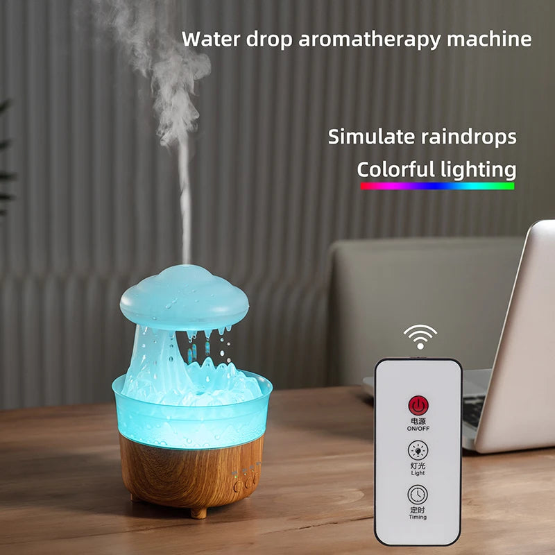 Rain Cloud Night Light Humidifier With Raining Water Drop Sound And 7 Color Led Light Essential Oil Diffuser