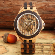 ebony zebra wood automatic watch, view 7 - MRSLM