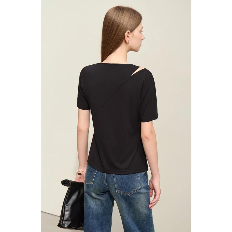 asymmetric v-neck casual tee, view 7 - MRSLM