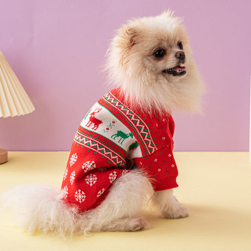 Christmas tree and reindeer knit dog sweater - MRSLM