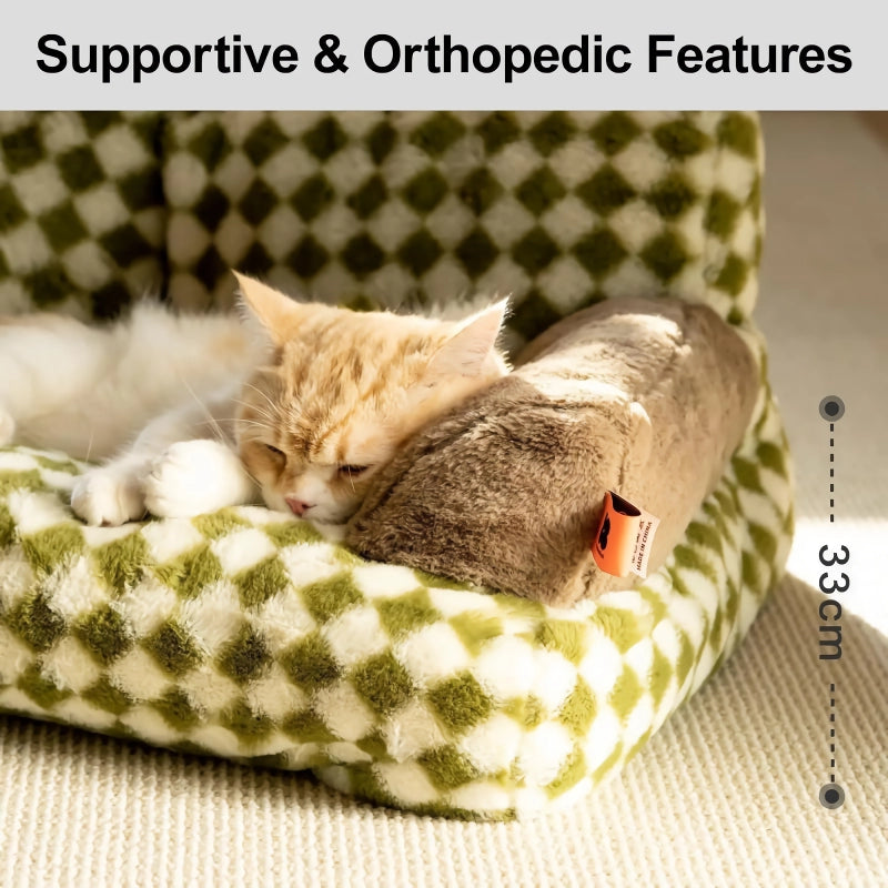 soft fluffy cat sofa bed, view 6 - MRSLM