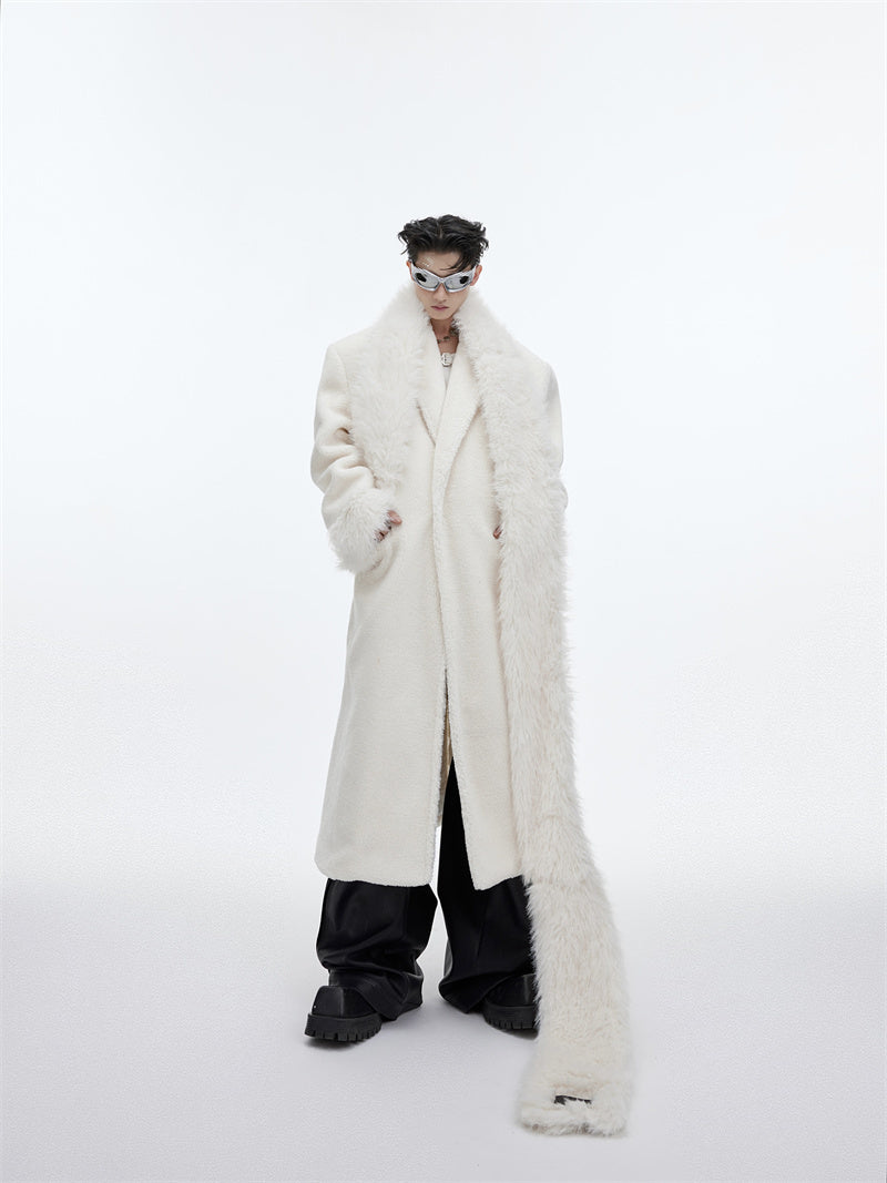 plush thickened overcoat with scarf, view 4 - MRSLM