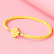 four-leaf clover braided leather bracelet, view 7 - MRSLM