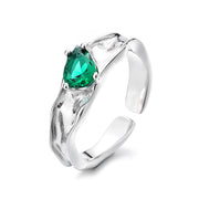 s925 silver green zircon irregular ring, view 3 - MRSLM