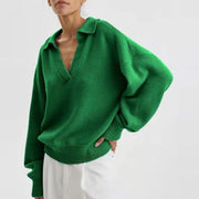 women's V-neck polo sweater, view 4 - MRSLM