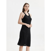 silk blend halterneck midi dress, view 28 - MRSLM