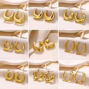 Gold color stainless steel hoop earrings, view 17 - MRSLM