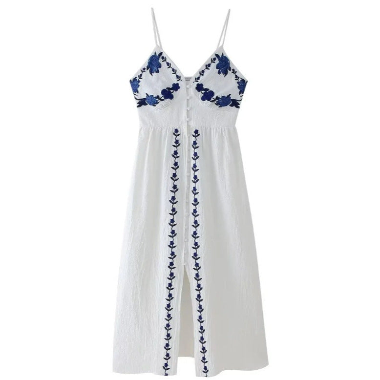 embroidered slip top dress white, view 5 - MRSLM