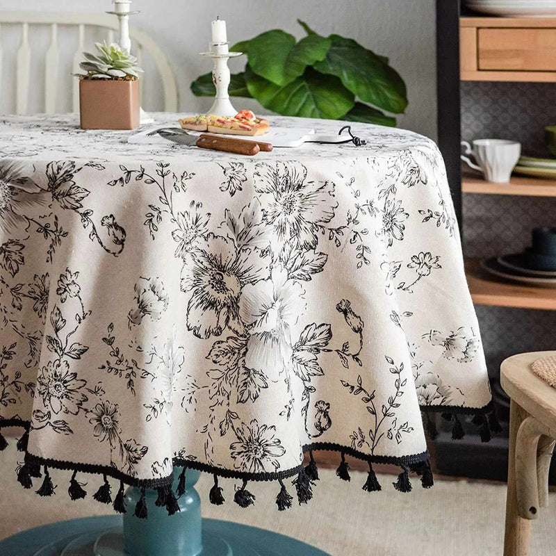 floral round tablecloth, view 7 - MRSLM