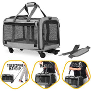 mesh dog carrier with wheels, view 6 - MRSLM