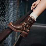 retro women's ankle motorcycle boots, view 8 - MRSLM