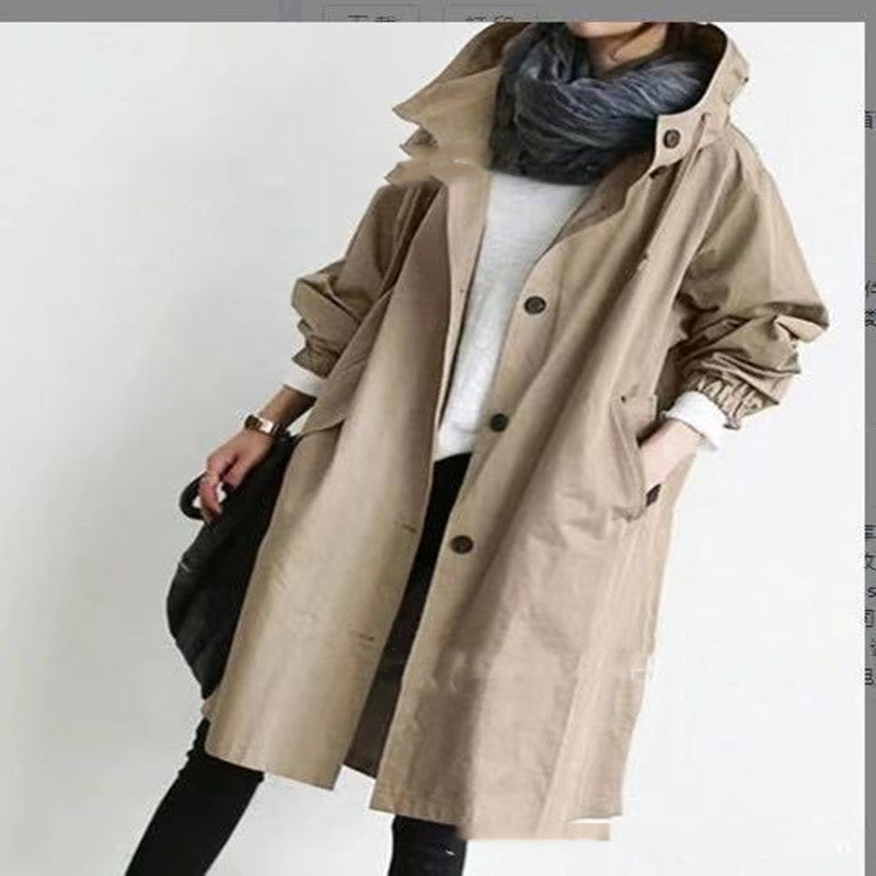 women's hooded windbreaker jacket with button pockets, view 14 - MRSLM