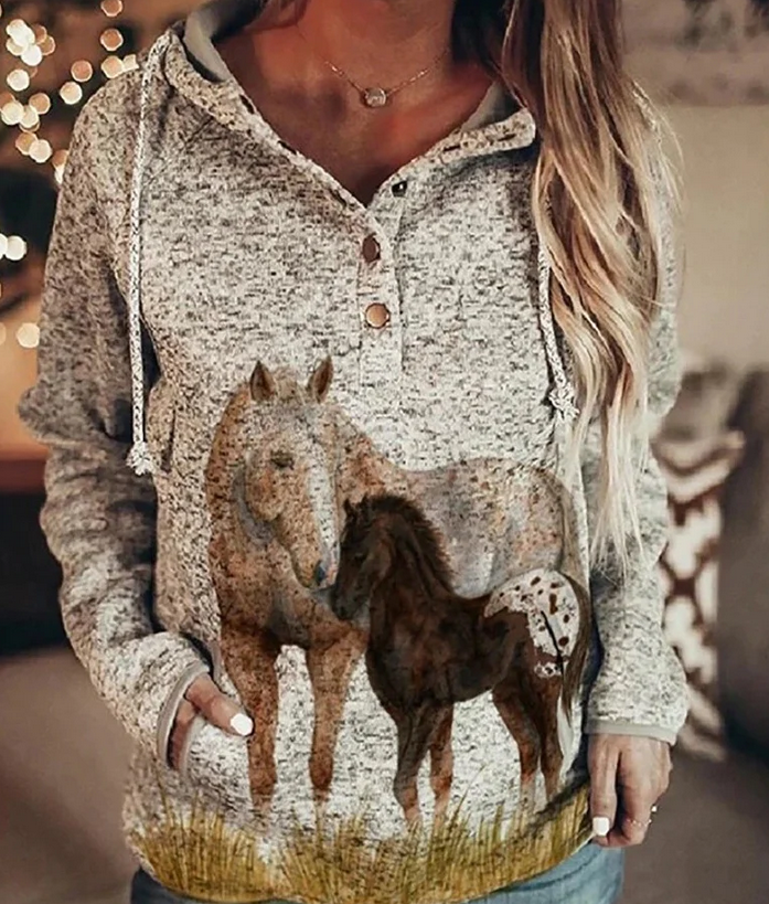women's animal wolf print hoodie, view 8 - MRSLM