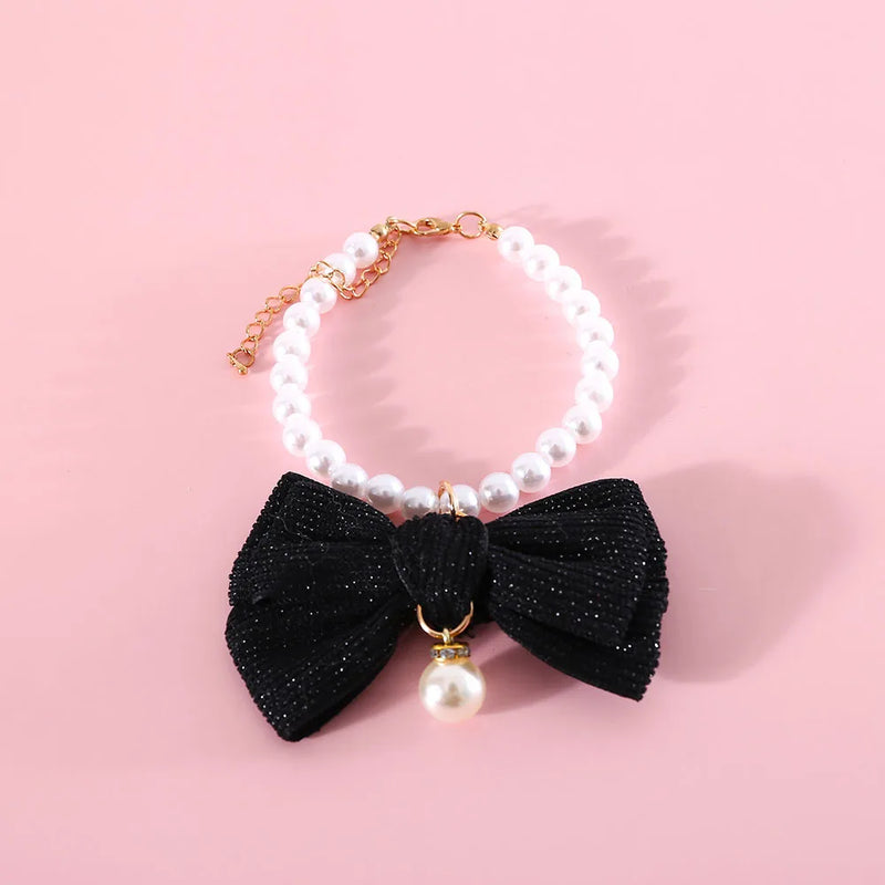 pearl cat and small dog collar, view 2 - MRSLM