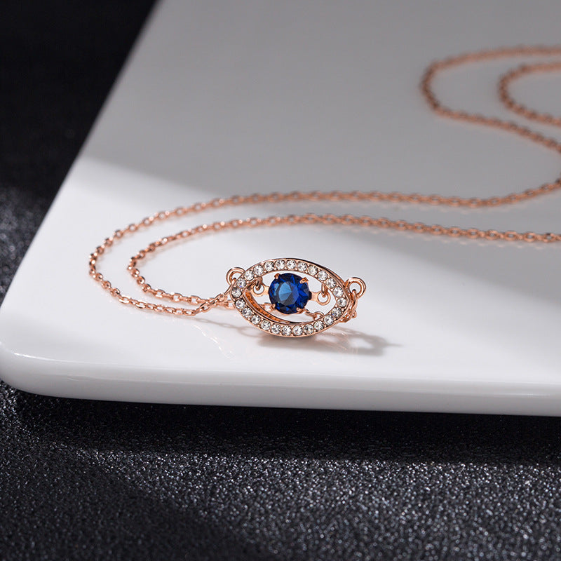 Lucky Blue Eyes Tear Rose Gold Necklace