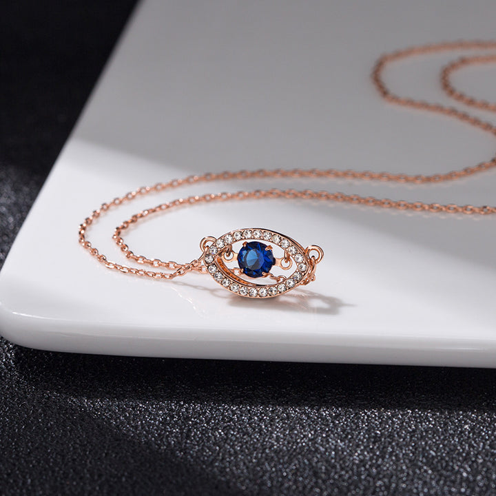 Lucky Blue Eyes Tear Rose Gold Necklace