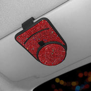 leather bling sunglass card holder for car visor, view 5 - MRSLM