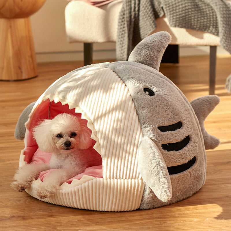 cartoon shark cat bed, view 5 - MRSLM