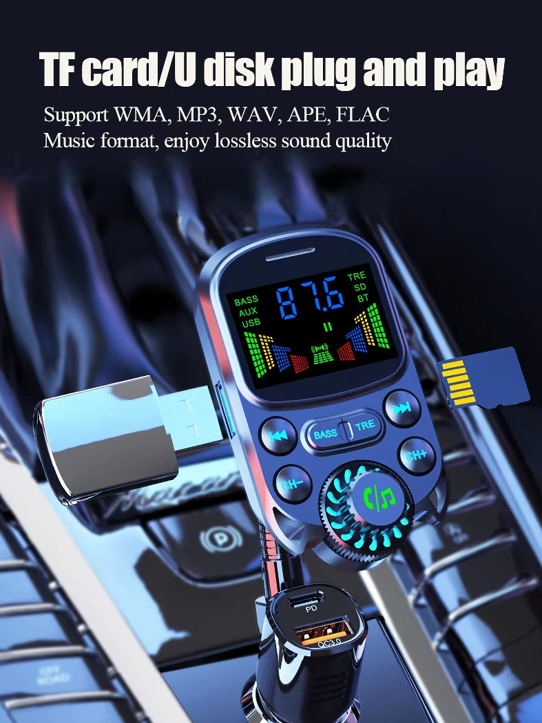 bluetooth 5.3 car fm transmitter with pd and qc3.0 charging, view 5 - MRSLM