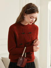 Women's red bow sweater, view 3 - MRSLM