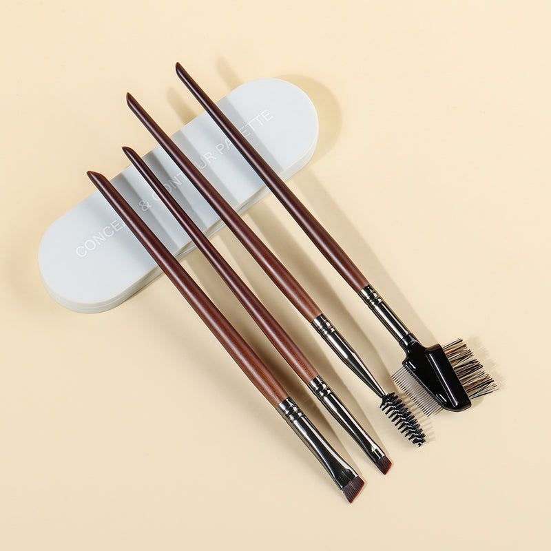 4-piece angled eyebrow and eyeliner brush set, view 3 - MRSLM