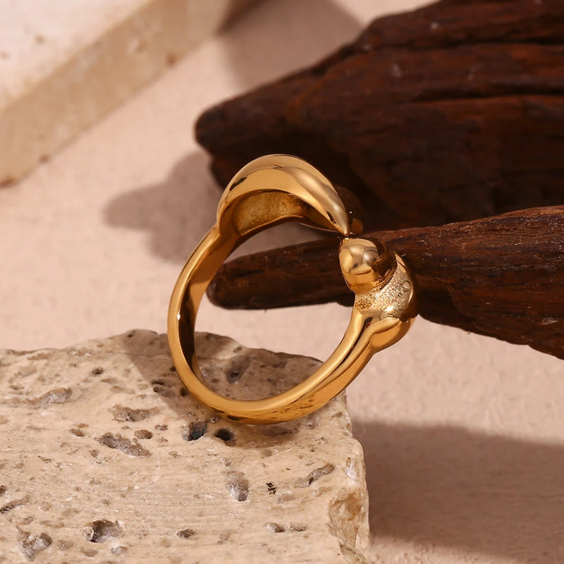 gold double heart open ring, view 6 - MRSLM