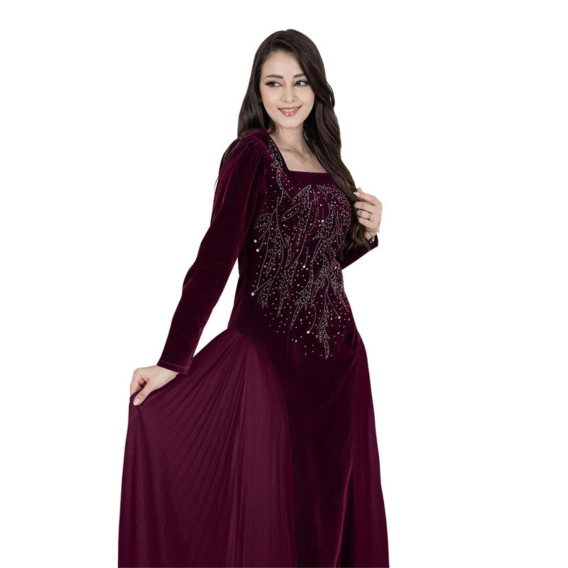 women's chiffon rhinestone evening dress, view 5 - MRSLM